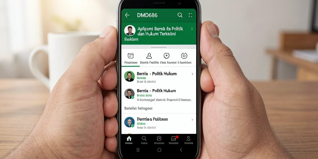 Antarmuka DMD686 yang modern dan informatif untuk berita politik hukum.