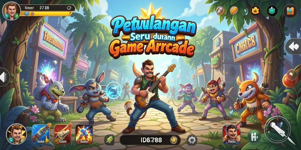 Tampilan antarmuka game Arcade yang menarik dan interaktif.