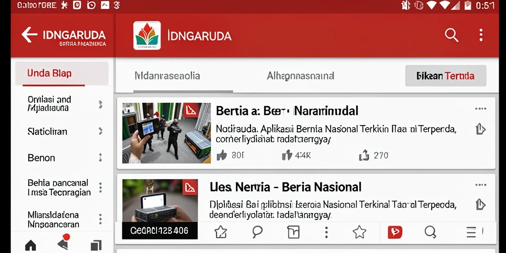 Tampilan antarmuka aplikasi IDNGARUDA yang menarik dan informatif.