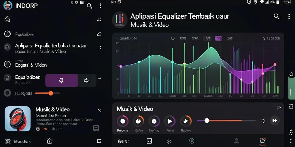Tampilan antarmuka aplikasi INDORP dengan fitur Equalizer yang prima.