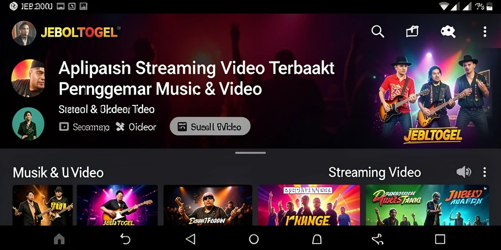 Tampilan antarmuka aplikasi JEBOLTOGEL menunjukkan berbagai pilihan video Streaming.