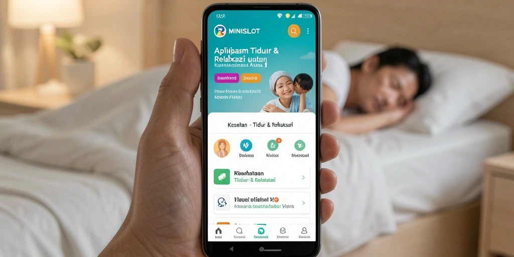 Tampilan antarmuka modern aplikasi MINISLOT yang mendukung tidur dan relaksasi.