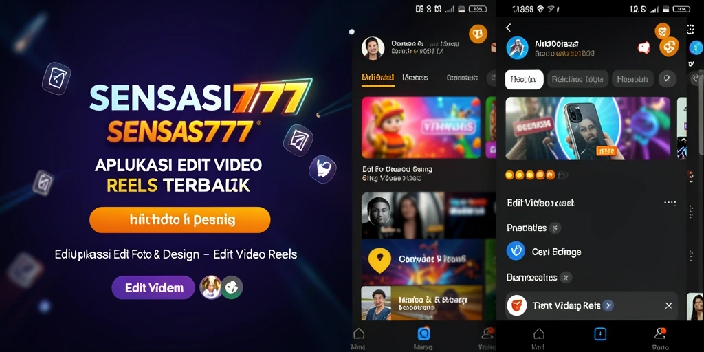 Tampilan antarmuka aplikasi SENSASI777 untuk Edit Video Reels.