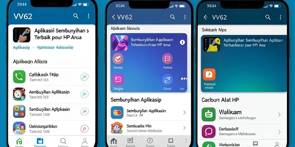 Tampilan antarmuka VV62 untuk menyembunyikan aplikasi dengan mudah.