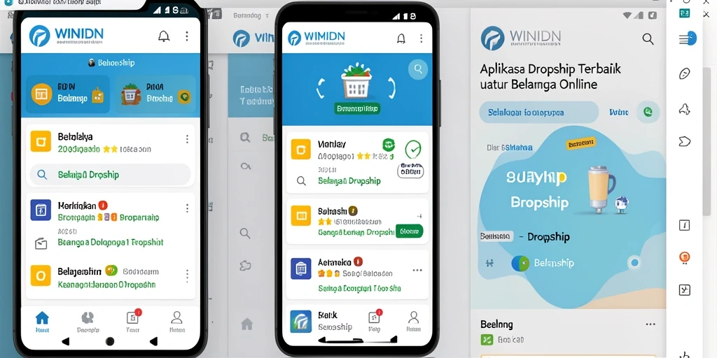 Antarmuka aplikasi WINIDN yang memudahkan berbelanja dan dropship.